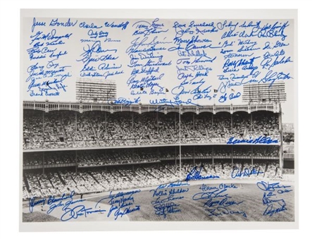 New York Yankees Hall of Famers and Stars 16x20 Multi-Signed Photo (78 signatures)